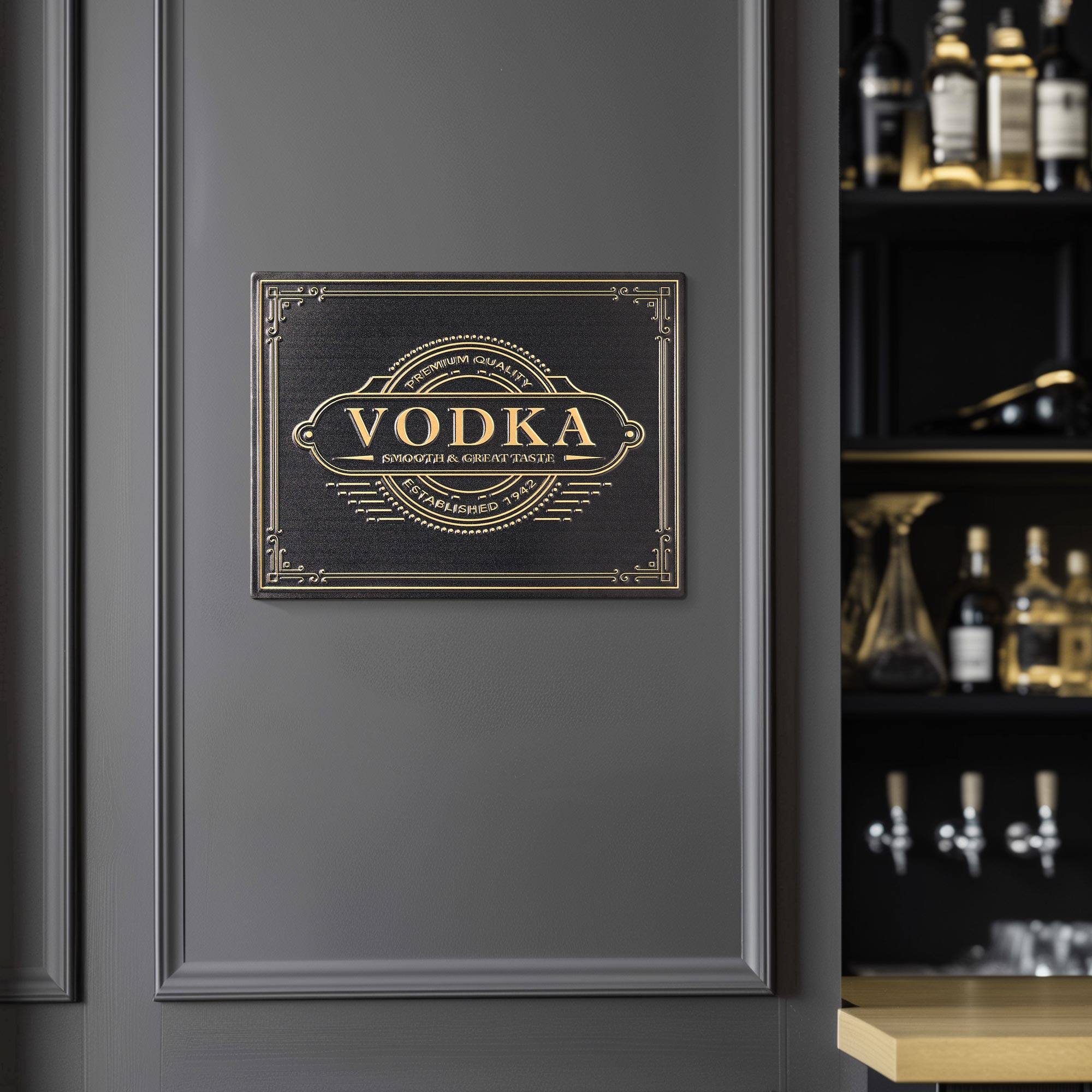 American Art Decor Vodka Metal Embossed Sign